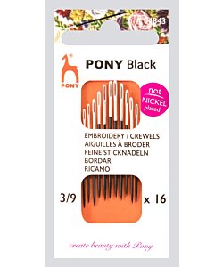 Pony Black Broderinålar stl 3/9