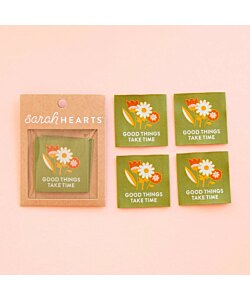 Sarah Hearts Tygetikett tygmärke 4 st 