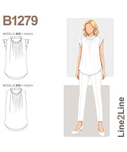 Line2Line 1279 Blus med resår vid halsringning