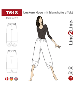 Line2Line 618 Loose pants with cuff effect